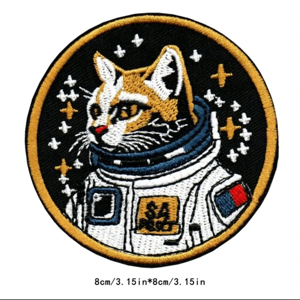 Multicolored space cat patch iron on clothes jacket bag cute gift for cat lover